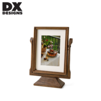 Bingkai Foto Vintage DX Designs 4x6 5x7 8x10 Inch, Dapat Diputar 360 Derajat, Bingkai Foto Kayu Retro dengan Alas, Pajangan Meja, Hiasan Rumah