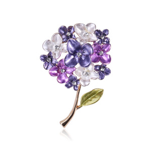 Broche de diamante antiguo para mujer Flor de esmalte púrpura con diamantes de imitación transparentes Estilo de moda para boda o fiesta - Product Image 1