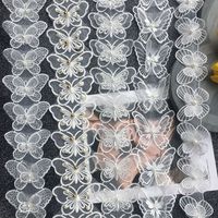 Organza Polyester Broderie 3D Perle Double LACE papillon Dentelle Accessoires DIY Accessoires De Mariage