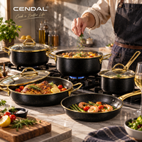 Set Peralatan Masak Stainless Steel 12 Buah, Set Panci dan Wajan untuk Kompor Induksi dengan Tutup Kaca, Peralatan Dapur