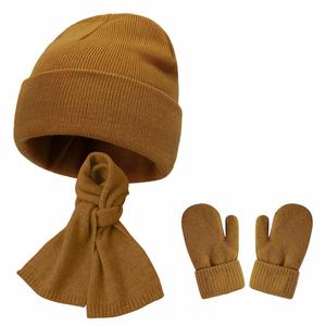 Ensemble bonnet, gants et écharpe tricotés pour enfants, automne-hiver, chauds et confortables - Product Image 1