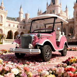 Voiture électrique rétro rose de haute qualité à 4 roues pour le tourisme et les visites de sites touristiques - Product Image 1