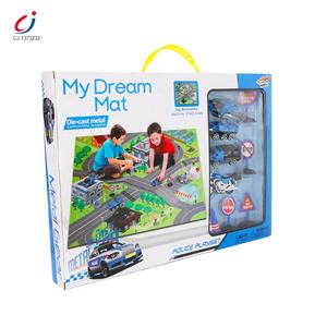 Estera de juego de tráfico educativo Chengji, alfombrillas de juego de coche de policía de aleación con coches de juguete para niños - Product Image 3