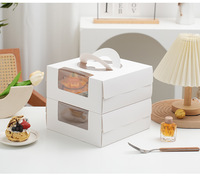 Boîte à gâteau en papier kraft de qualité alimentaire à 4 compartiments avec poignée, pelliculage brillant et impression offset dorée