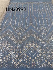 डीलक्स बेडेड लेजर फूलों की शादी फीता कपड़े नए थोक ब्राइडल घूंघट कपड़ा - Product Image 2