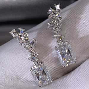 Orecchini pendenti con zirconi geometrici irregolari per donna, eleganti gioielli alla moda, idea regalo - Product Image 3