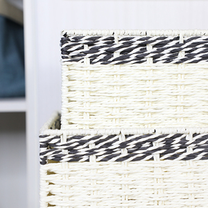 Hand-Woven Paper Rope Nesting Wicker Storage Bins Flexible Square <strong>Cube</strong> Organizers Liner for Home Decor Shelf Organizing <strong>Rattan</strong> - Product Image 5