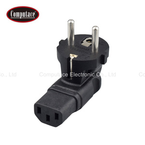 Black CEE 7/7 Male <b>Plug</b> to IEC C13 Female 90 Degree Right Angle <b>Power</b> <b>Adapter</b> 10A 250V Down Angle <b>Power</b> Connector for PC Monitor - Product Image 1