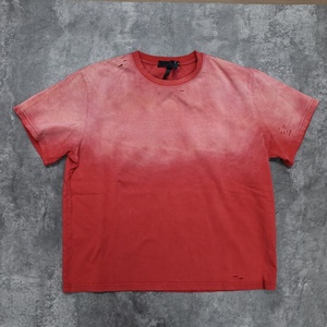 Custom <b>Logo</b> Men's Red Tie-Dye Short Sleeve T-Shirt 100% Cotton O-Neck Casual Jersey Knitted Breathable Solid Color T-shirt - Product Image 2