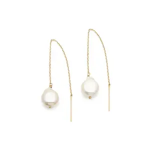 Fashion design 18k gold plated 925 sterling silver threaded pearl earrings uk