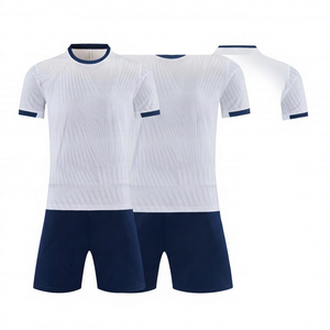 Ensemble de maillots de football personnalisés pour hommes, blanc et marine, uniforme de football sublimé, kit d'équipe, manches courtes, col rond, coupe athlétique - Product Image 1