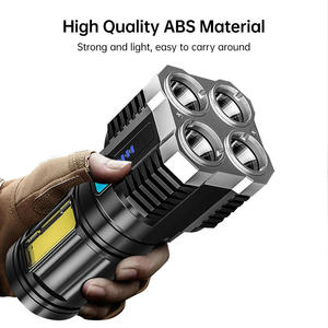 Linterna Recargable de 4 LED en Oferta, con Luz COB, Foco de Largo Alcance, Pantalla LED de Batería, Lámpara de Plástico para Exteriores - Product Image 4