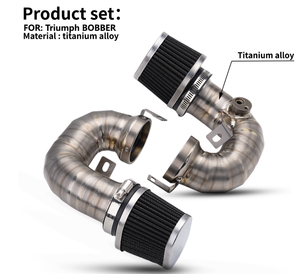 ท่อไอเสียไทเทเนียมทรงบิดสำหรับ <span class=keywords><strong>Triumph</strong></span> <span class=keywords><strong>BOBBER</strong></span> 1200 และไส้กรองอากาศไทเทเนียม - Product Image 5
