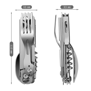 Ensemble <span class=keywords><strong>couteau</strong></span> et <span class=keywords><strong>fourchette</strong></span> pliables détachables en acier inoxydable, multi-outils pour le camping, les pique-niques et les activités de plein air - Product Image 4