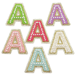 Lettres de l'alphabet anglais en sequins perlés roses A-Z, applique à repasser, patch pour vêtements, badge à <span class=keywords><strong>coller</strong></span> pour vêtements, sacs, chaussures - Product Image 2