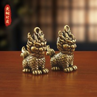 1 pièce Nouveau Pendentif Licorne Qilin Créatif en Laiton, Créature Divine, Accessoires pour Sac Homme, Accessoires pour Clés de Voiture, Ornements Métalliques, Figurine