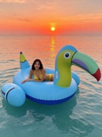 Bouée gonflable personnalisée en PVC en forme de toucan pour adulte, transat aquatique, chaise flottante pour la plage et le lac, jouet pour les vacances et les stations balnéaires