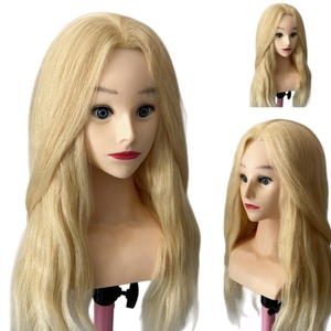 Tête de mannequin d'entraînement pour coiffure en cheveux humains indiens Remy longs et raides, pour écoles de coiffure et salons - Product Image 1