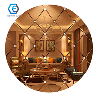 Miroir biseauté de design moderne, mosaïque incrustée de verre de cristal, décalcomanie de fond