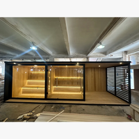 Sauna extérieur 3-en-1 avec espace lounge, en bois thermo, grande capacité, pour jardin, maison ou usage commercial