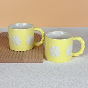 Embossed Colorful Ceramic Cute Design Eco-friendly Dishwasher Microwave Safe <b>Reusable</b> Coffee <b>Mug</b> Good Quality Porcelain AB Grade - Product Image 6