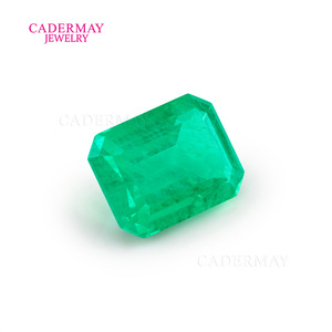 Cadermay Natural Emerald Rectangular Faceted Loose Stone Creamy Green Color For Jewelry Making - Product Image 5