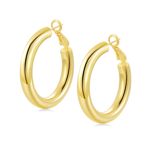 Alla moda 50MM grandi gioielli di moda da donna placcati in oro grossi orecchini a cerchio in ottone per la festa simbolo religioso cristiano - Product Image 5