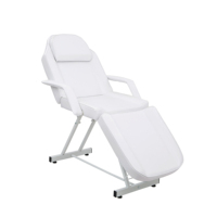 Table de massage professionnelle portable pour extensions de cils, en aluminium haute résistance, cuir synthétique blanc, pour salons de beauté et traitements