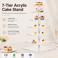 Présentoir à gâteaux élégant en acrylique avec finition miroir cristallin, en formes de socle cylindrique rond et carré, pliable, pour une présentation sur table, un ensemble