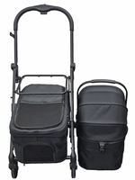 Poussette double de luxe pliable à une main, étanche, réglable, à 4 roues, avec paniers amovibles et sac de transport en aluminium pour deux animaux