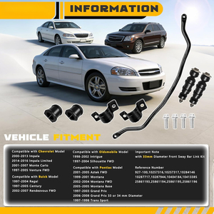 Kit de Barra Estabilizadora Delantera para Chevy, Buick, Pontiac, Impala, Limited, Grand, <span class=keywords><strong>Monte</strong></span> Carlo, Venture, Montana, Century - Product Image 2