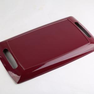Plateau de service rectangulaire en mélamine rouge 40x24x2,5 cm avec poignée, compatible lave-vaisselle, finition laquée, motif uni, pour usage en cuisine - Product Image 2