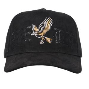 Casquette de baseball Tcap China en daim noir à 5 panneaux avec logo métallique - Product Image 1