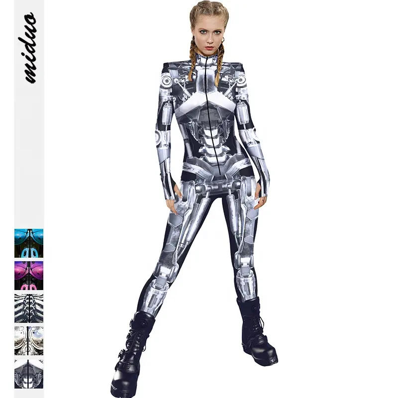 Halloween Funny One Piece Jumpsuits Cosplay Outfits Long Sleeve Bodysuit Adult Costumes For Women