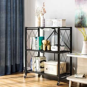 رفوف تخزين معدنية حديثة من الفولاذ قابلة للطي ومنظم للمطبخ مكون من 5 طبقات مع عجلات - Product Image 6