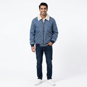 Otoño e Invierno Nuevo estilo Hombres Agregar Chaqueta de mezclilla de terciopelo Chaqueta de mezclilla de lavado informal - Product Image 1