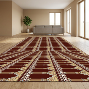 Alfombra de oración comercial de poliéster de pelo medio para mezquita, antideslizante, con base de polipropileno, enrollable, hecha a máquina - Product Image 2