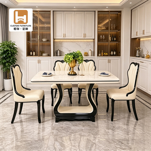 Set da Pranzo <span class=keywords><strong>di</strong></span> Lusso Nordico Moderno Espandibile Salvaspazio Rettangolare in Marmo <span class=keywords><strong>Bianco</strong></span> e <span class=keywords><strong>Legno</strong></span> <span class=keywords><strong>di</strong></span> Quercia Rustico per 6 Persone - Product Image 6