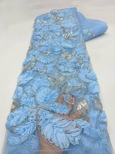 Ni. Ai thiết kế mới tua ren ngọc trai thêu vải sáng bóng <span class=keywords><strong>sequin</strong></span> Net ren đính cườm ren vải - Product Image 6