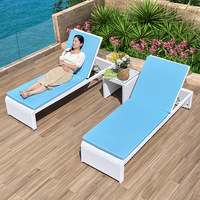Offre Spéciale minimaliste Style Pe rotin métal cadre dossier réglable étanche piscine chaises longues