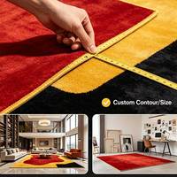 Tapis artisanal en acrylique 3D à motifs ondulés, orange chaud, doux, à poils longs, adapté aux animaux domestiques, antidérapant, avec envers en coton épais, personnalisable