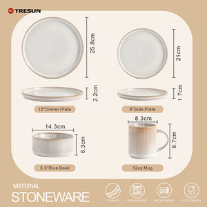 Service de table en céramique élégant personnalisé de luxe de 16 pièces, vaisselle en grès, assiettes et bols, glaçure réactive - Product Image 4