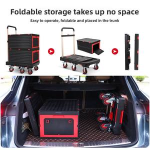 निर्माता इन-स्टॉक थोक ओएम फोल्डेबल प्लास्टिक 6-पहिया गाड़ी ब्रेक हाथ से खींच लिया शॉपिंग ट्रेलर फ्लैट कार्ट प्लेटफॉर्म घर - Product Image 3