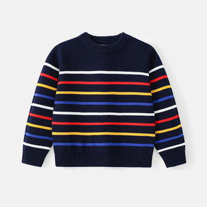<span class=keywords><strong>Pull</strong></span> en tricot rayé colorblock confortable pour bébé garçon et fille, col rond, décontracté, automne-hiver - Product Image 2