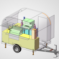 Remorque de camion-restaurant en aluminium sur mesure à 4 roues, type camping-car, avec cuisine complète, résistante à la rouille, alimentation intégrée et isolation.
