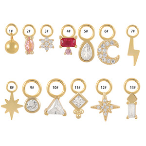 Dijes Colgantes de Plata de Ley 925 para Pendientes de Aro DIY |   Colgante Chapado en Oro con Gema de Circonita Cúbica en Forma de Cruz, Pico, Barra, Ojo y Lágrima - Product Image 1