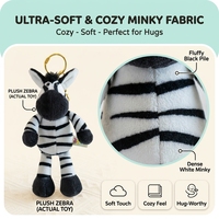 Porte-clés en peluche zèbre mignon, prêt à être expédié, pendentif animal de la jungle en peluche, breloque de sac, accessoire Kawaii CE EN71 CPC