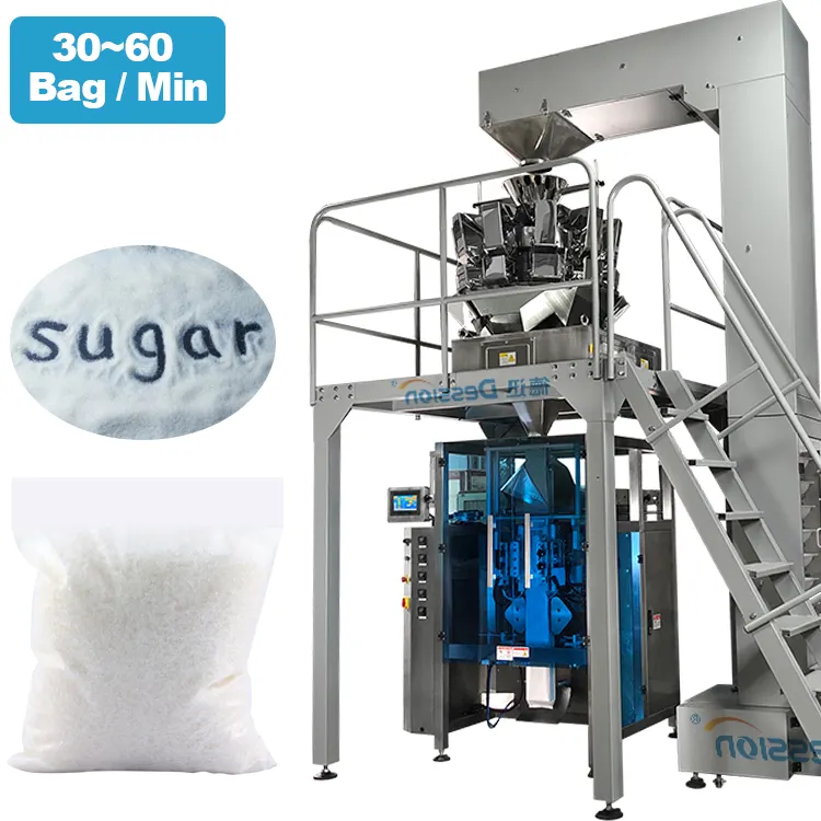 Автоматическая упаковочная машина для взвешивания мешков для сахара, 1 кг, 2 кг, упаковочная машина для белого сахара, упаковочная машина для кубиков сахара