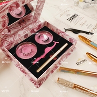 Kit de cils de vison avec colle magique Eyeliner adhésif boîte personnalisée ensemble de cils bande complète argent Dollar cils faisceau de cils magnétiques