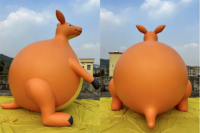 Ballon gonflable personnalisé en PVC BOYI, kangourou de dessin animé, décoration gonflable volante, ballon kangourou